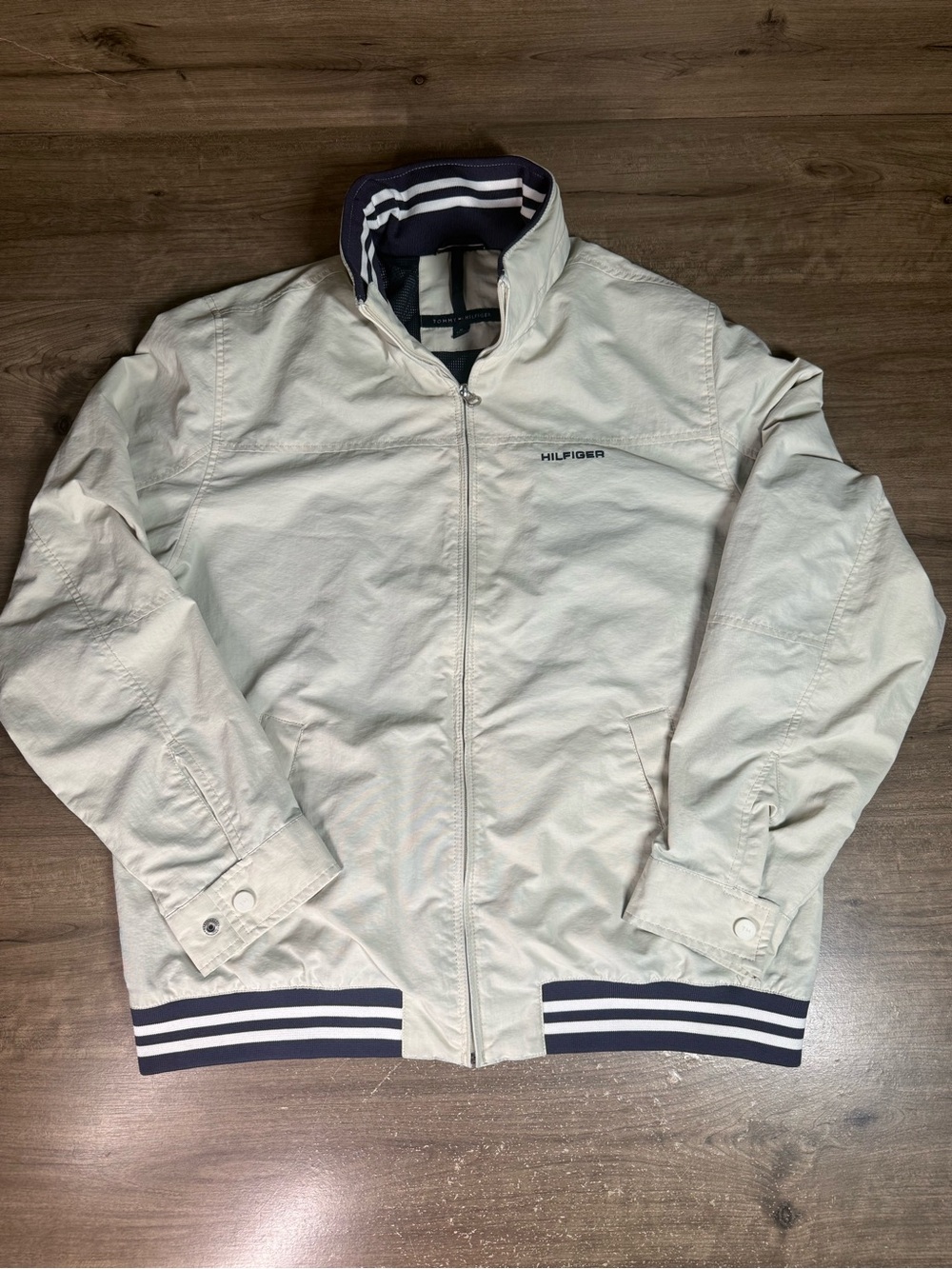 Tommy Hilfiger Mens XL Jacket Navy Full Zip Flag Lightweight Embroidered Y2K